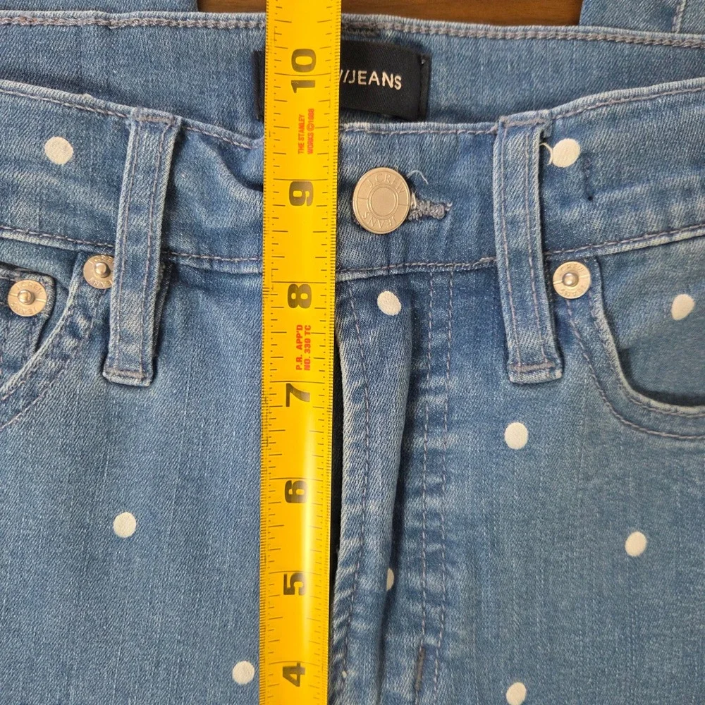 J Crew Vintage Straight‎ Jeans Polka Dot Print Stretch Denim Pants Size 25